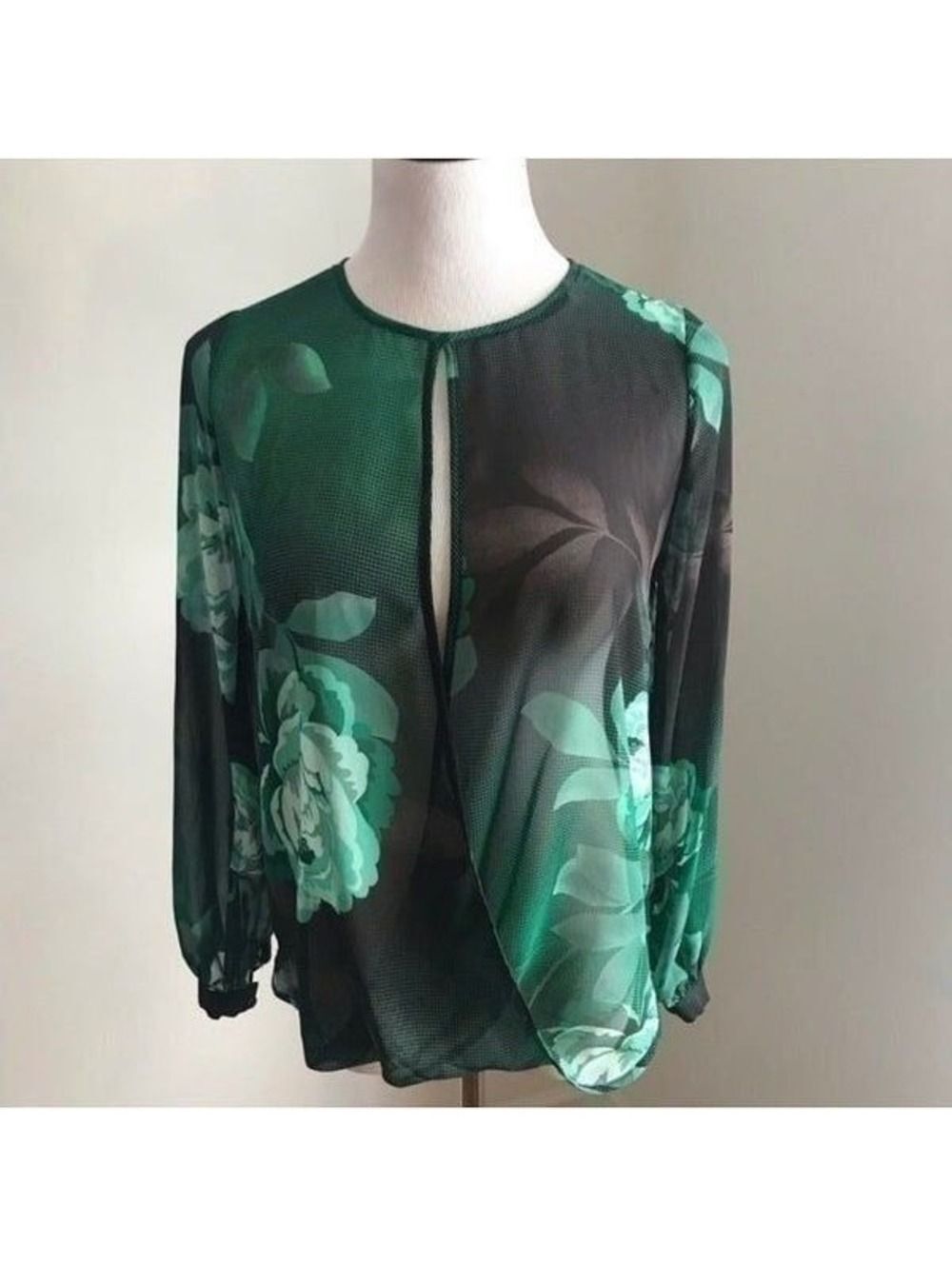 Jennifer Lopez Sheer Surplice Top Sz XS